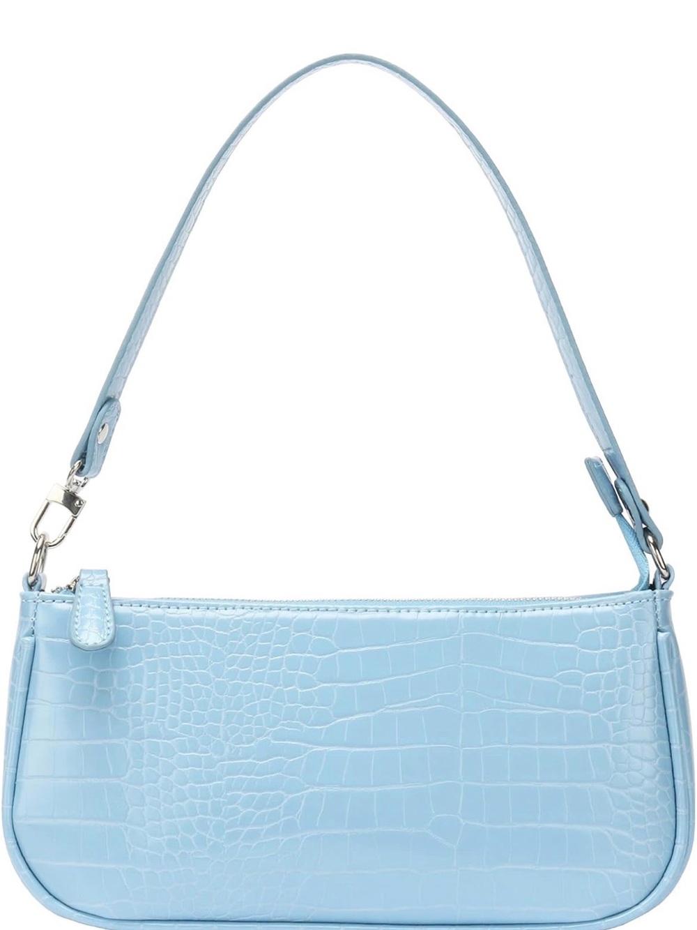 Classic Croc-Embossed Shoulder Bag in Light Blue